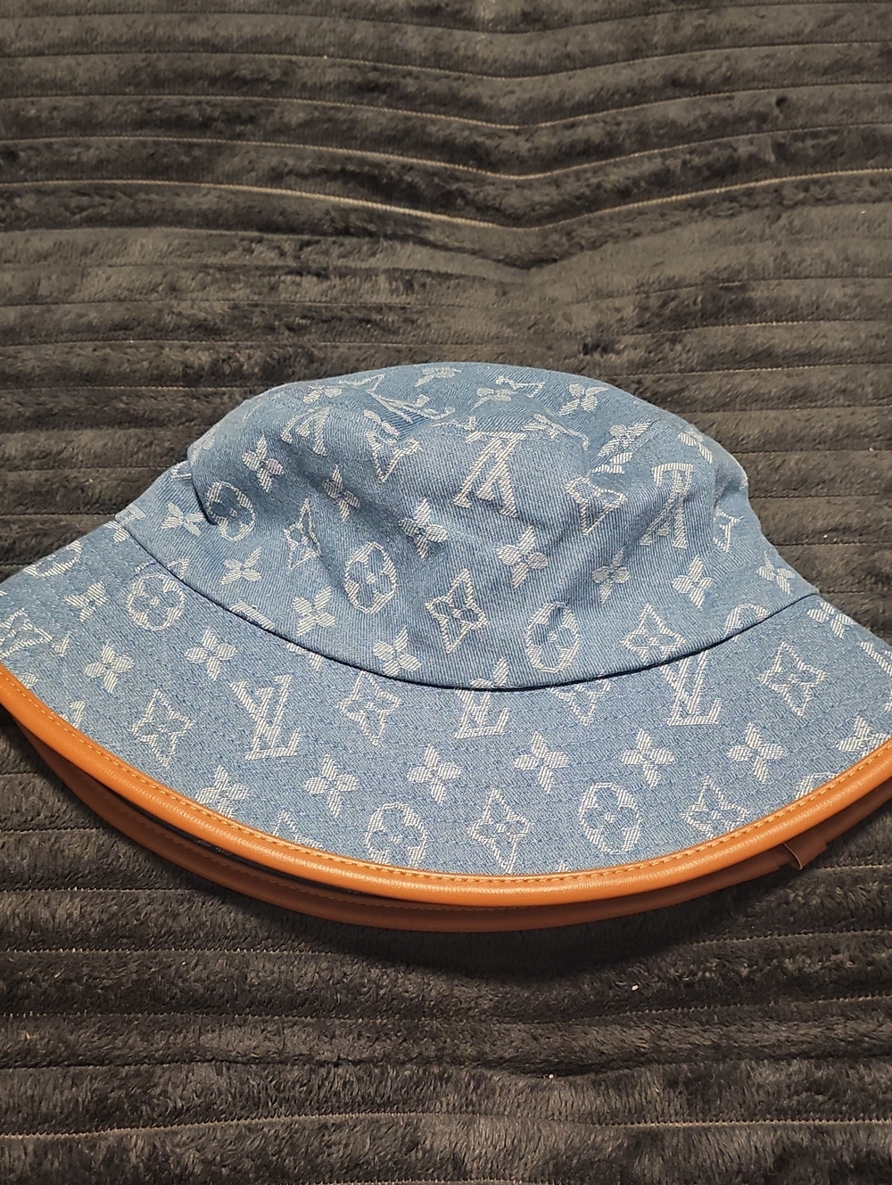 Monogram Denim Bucket Hat Blue & Brown NWT